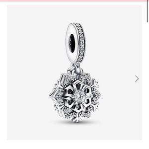 NWT Pandora Sparkling Snowflake Double Dangle Charm